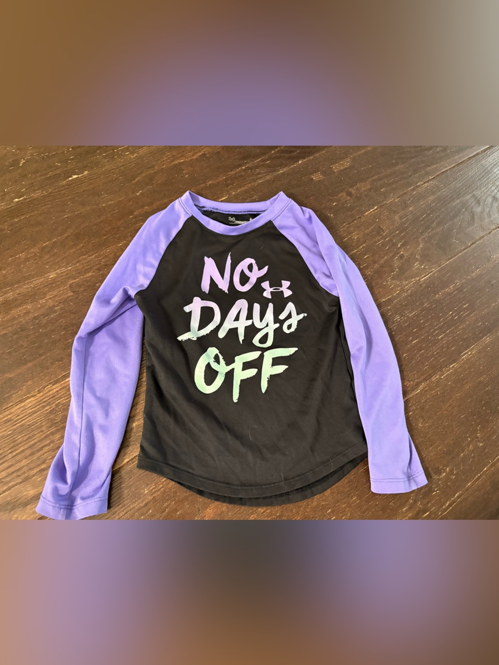 Under Armour Black and Lavender "No Days Off" Long Sleeve Top